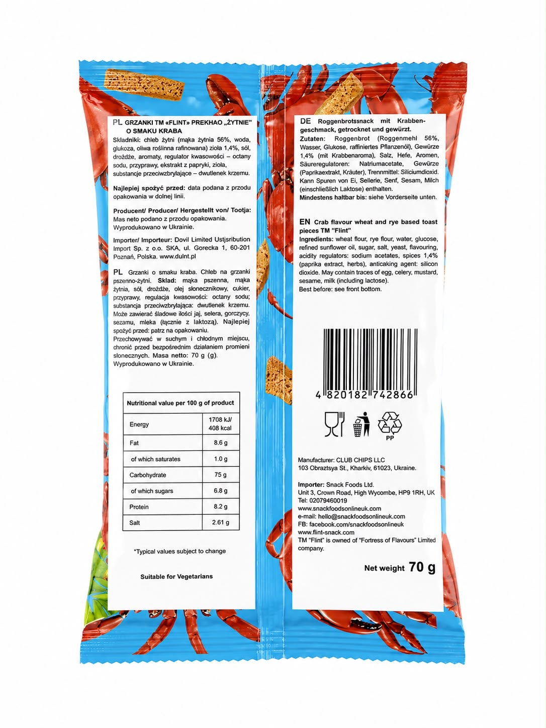 Flint Crisps – Crab Flavor (70g)