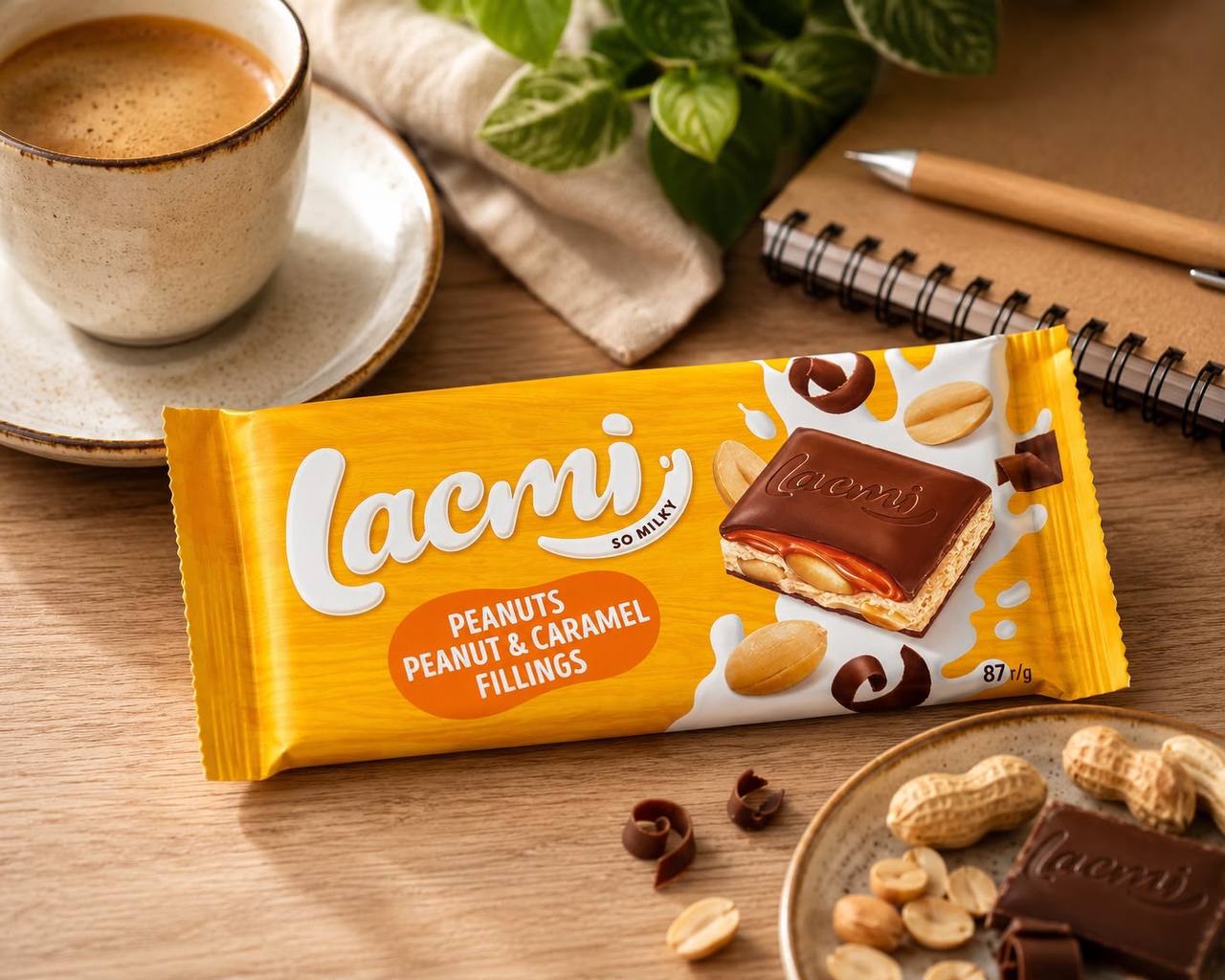 Roshen Lacmi Peanuts Peanut & Caramel Fillings Chocolate Bar 87g