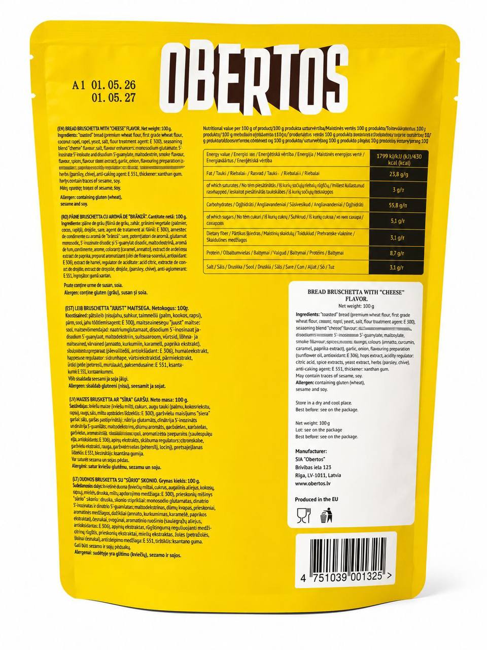Obertos Bruschetta Cheese Flavour 100g