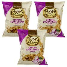6 BON CHANCE ONION & SOUR CREAM Flavor Baked Bread Crisps European Snacks