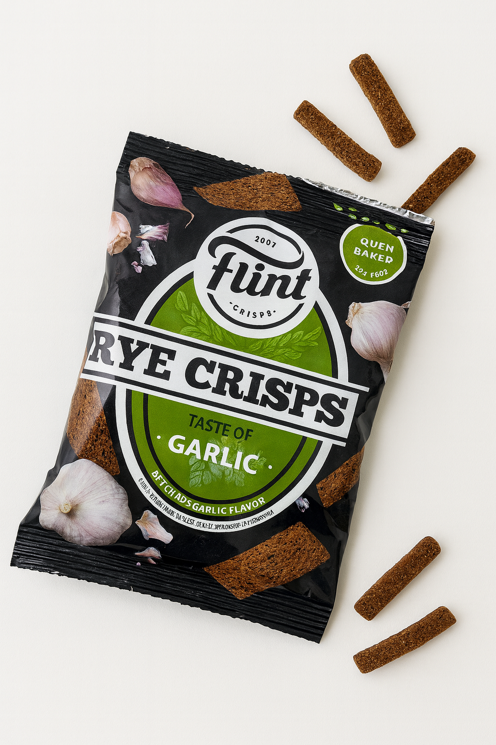 Flint Rye Crisps ā Garlic Flavor (70g)