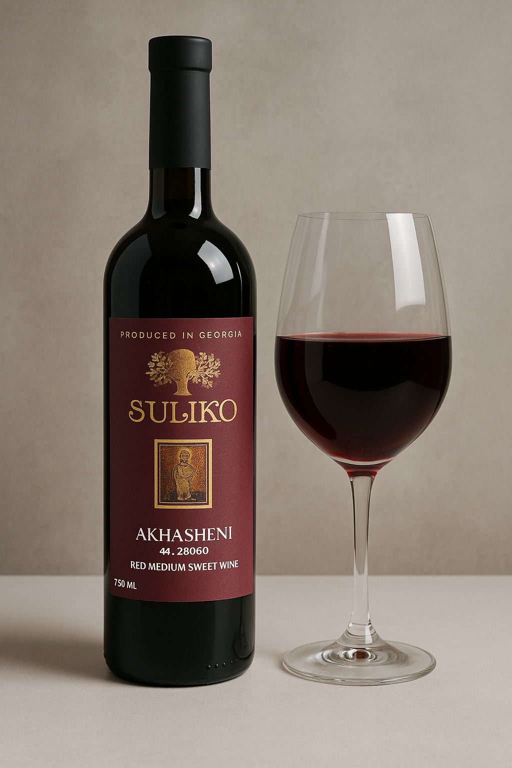 Suliko Akhasheni Red Medium Sweet Wine – Georgian Classic (0.75L)