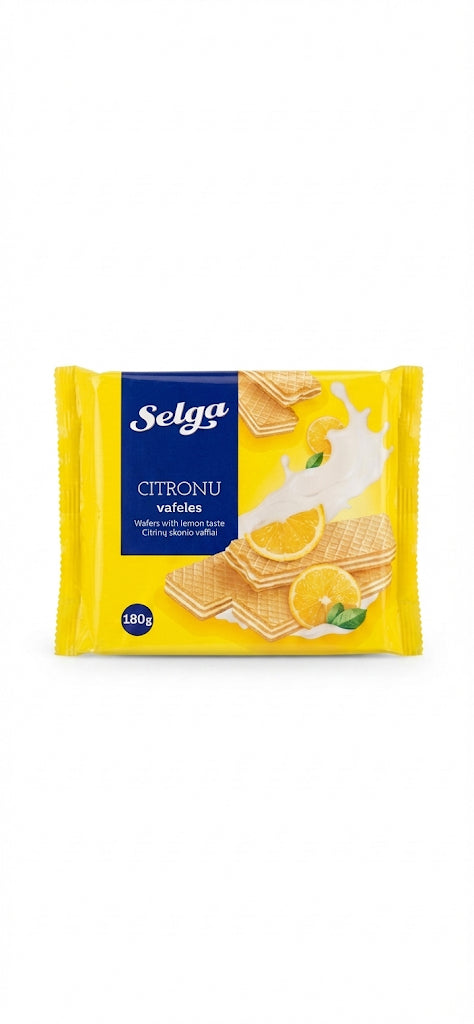 Selga Lemon Wafers (Citronu Vafeles) – Zesty & Crispy Baltic Treat (180g)