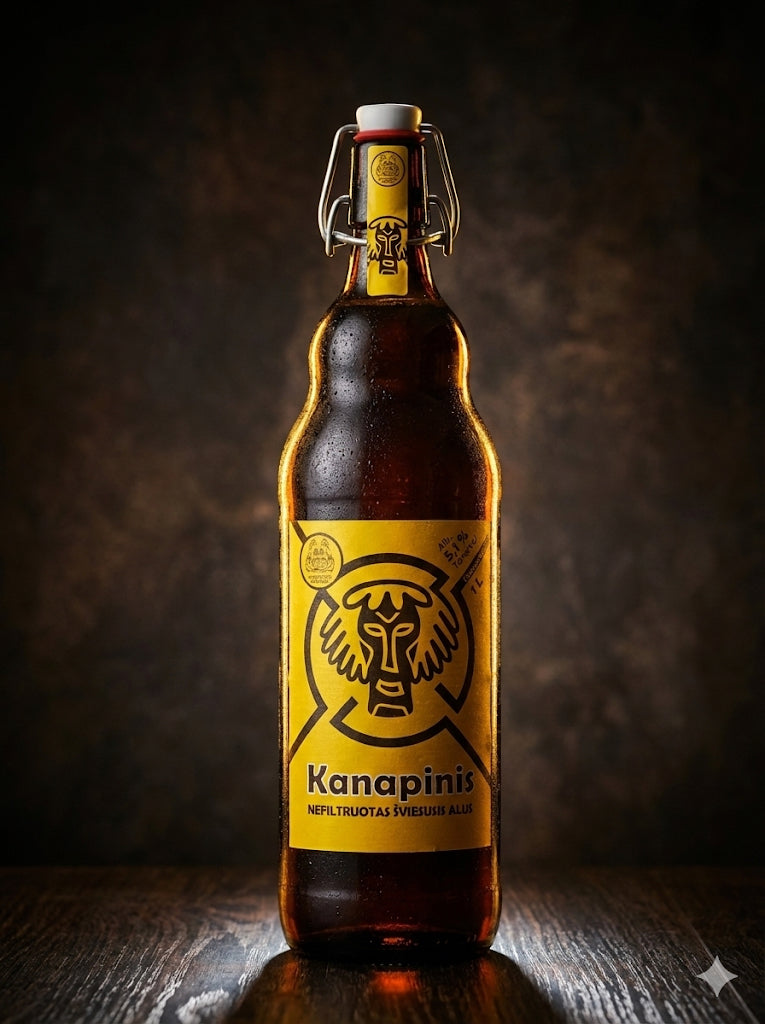 Kanapinis Traditional Lithuanian Unfiltered Light Beer (1L Swing-Top)