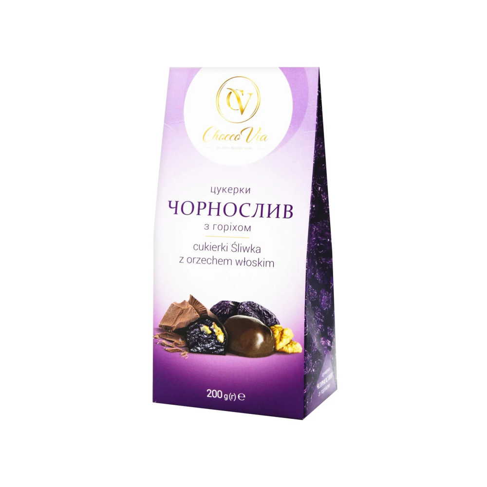 Chocco Via Prunes with Walnut in Chocolate Glaze – 200 g