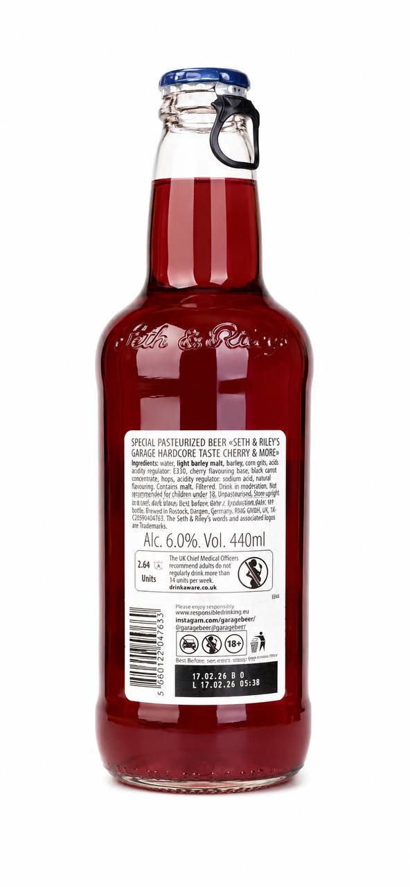 Seth & Riley's Garage Hardcore Cherry Beer - Back Label with Ingredients