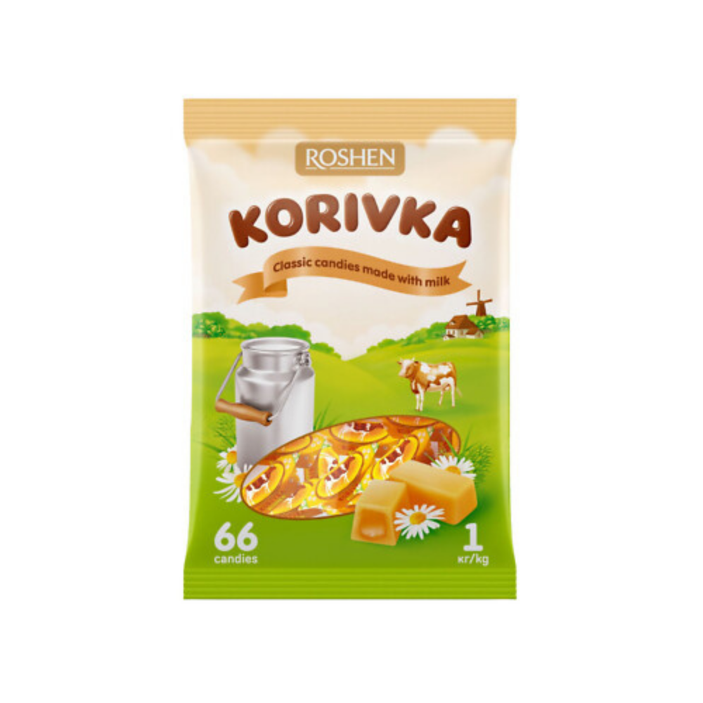 ROSHEN Korivka Milk Fudge Candies – 1 kg (Party Bag)