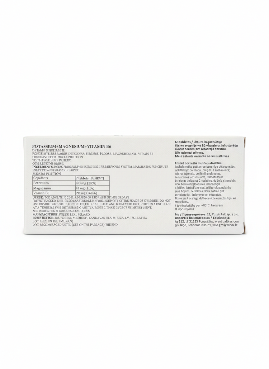 MAK Kalium Magnesium Vitamin B6 Tablets 60 count natural supplement package