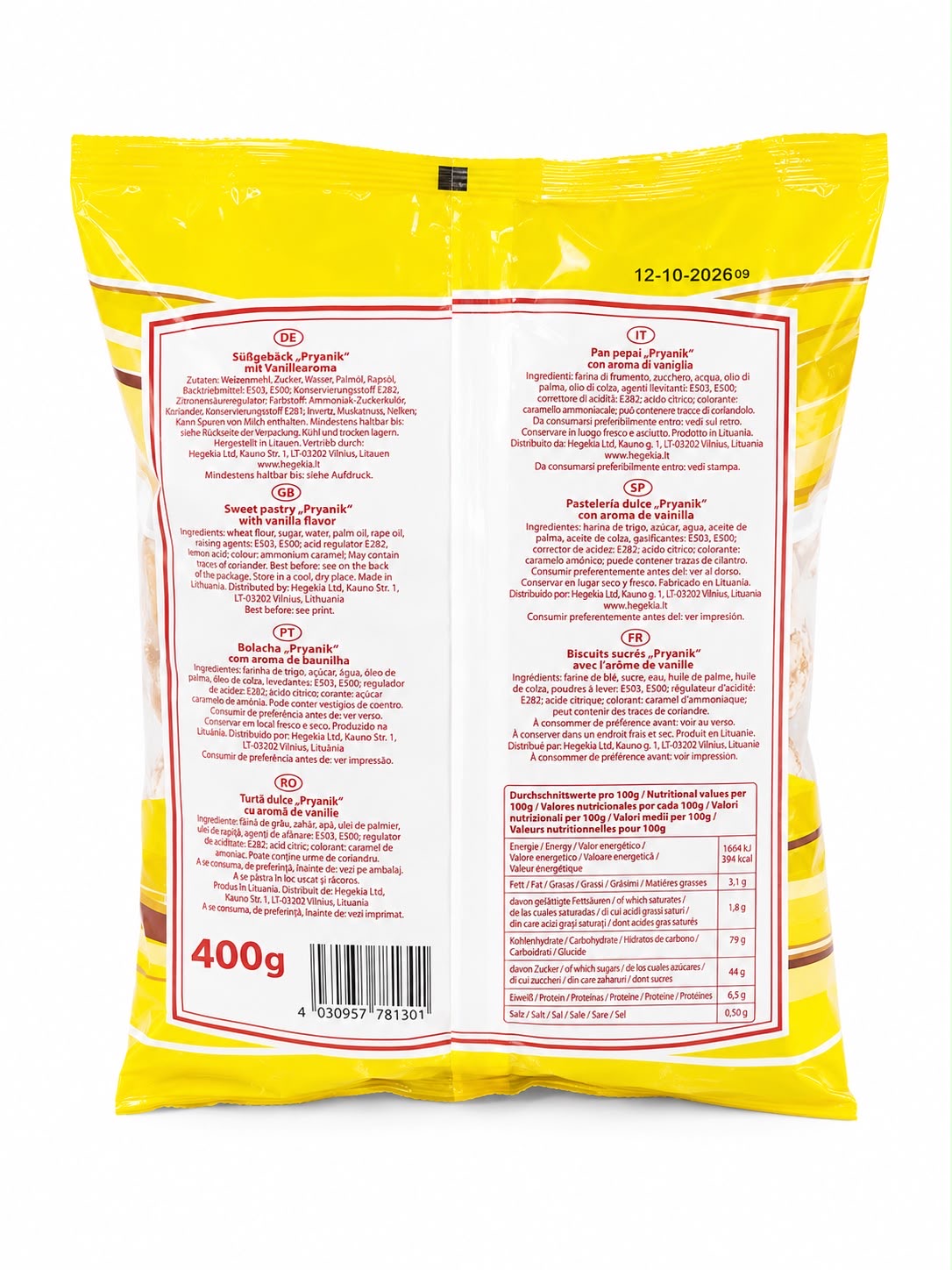 Waldemar Völker Pryanik Vanilla-Flavoured Sweet Pastries 400g
