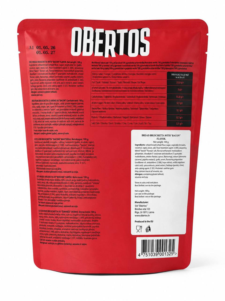 Obertos Bruschetta Bacon Flavour 100g