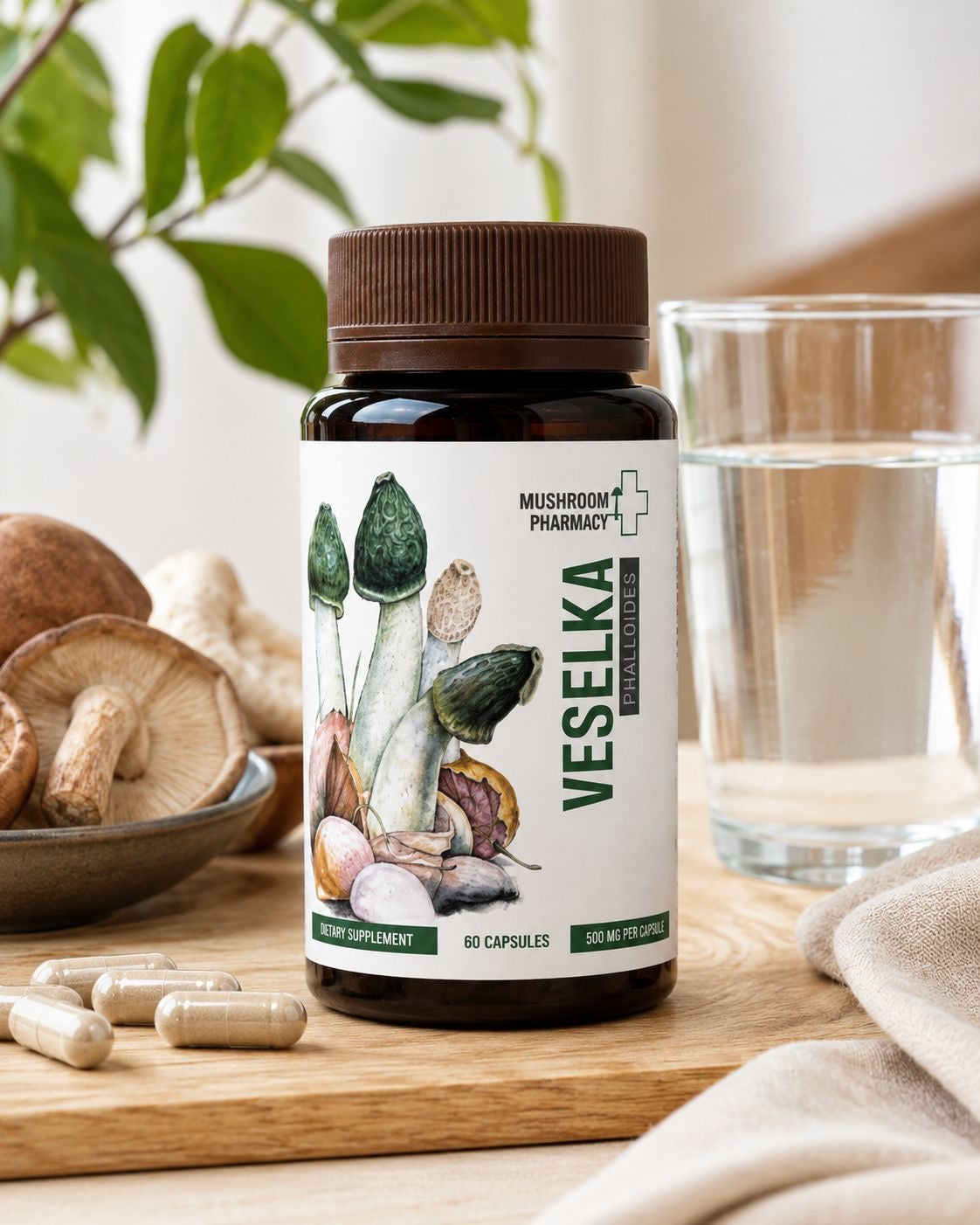 MAK Veselka Mushroom Capsules Herbal Supplement 60 Capsules natural wellness package