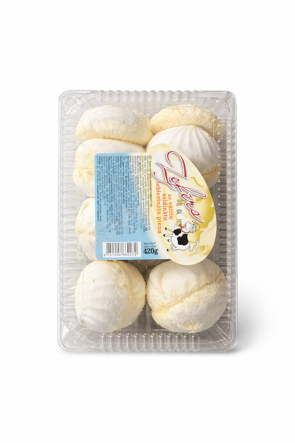 Vanilla marshmallow cakes 420g in clear plastic container – Eastern European milk soufflé sponge cakes with soft white vanilla filling