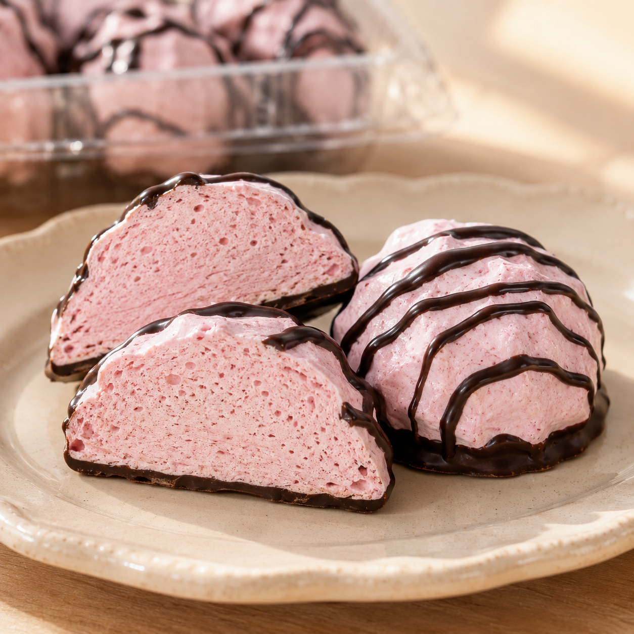 Glazed Raspberry Zephyr with Chocolate Drizzle – 420g