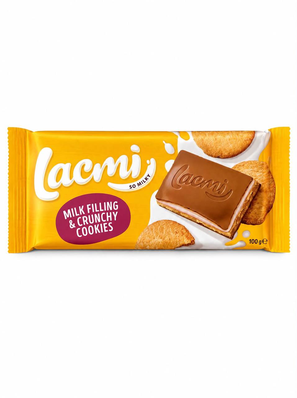 Roshen Lacmi Milk Filling & Crunchy Cookies Chocolate Bar 100g front package