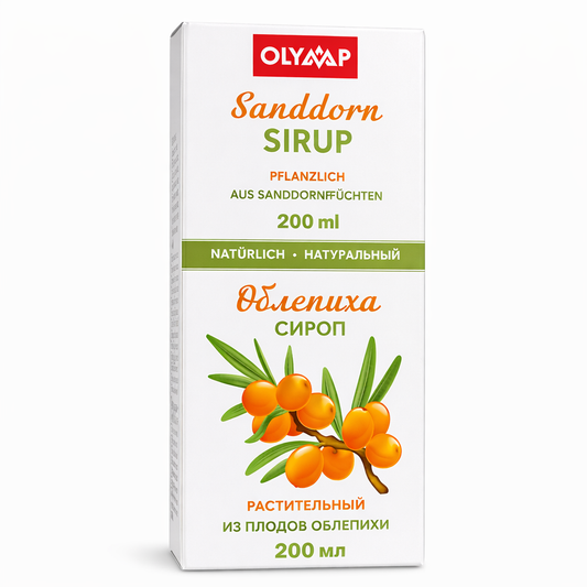 OLYMAP sea buckthorn syrup Sanddorn 200ml box front