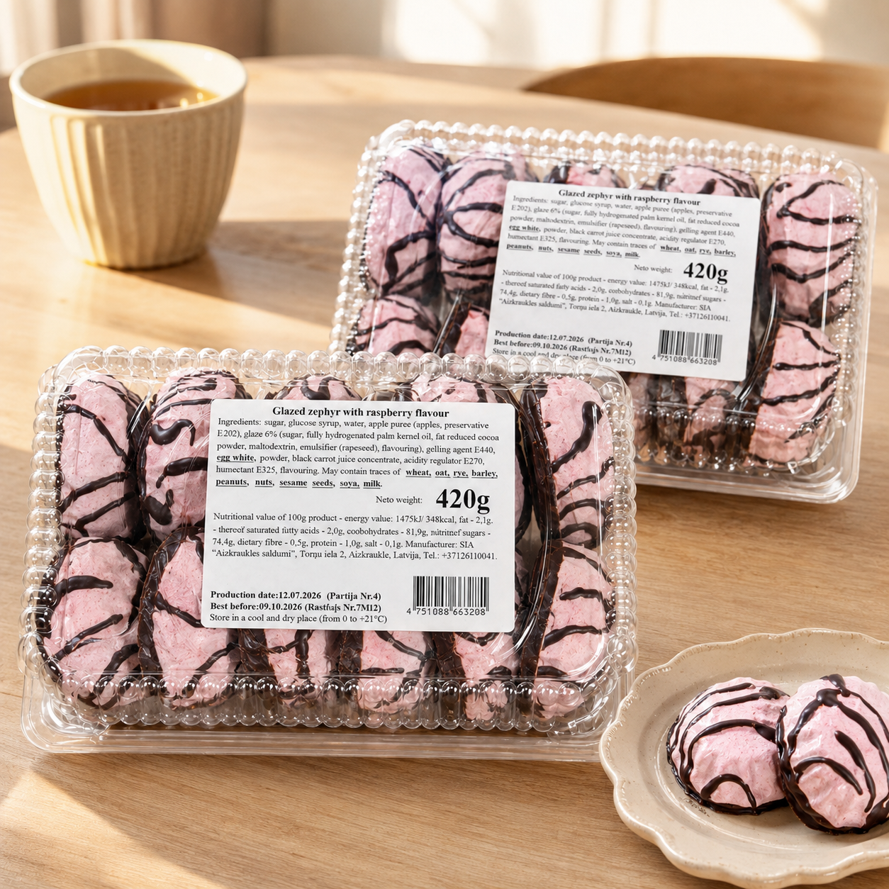 Glazed Raspberry Zephyr with Chocolate Drizzle – 420g