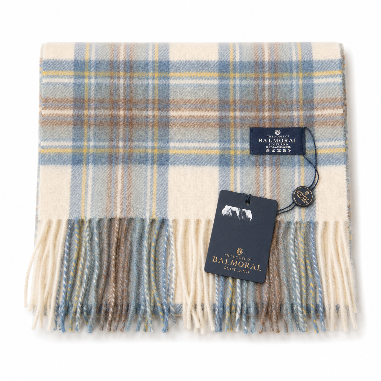 Muted Blue Stewart Tartan 100% Lambswool Scarf – House of Balmoral