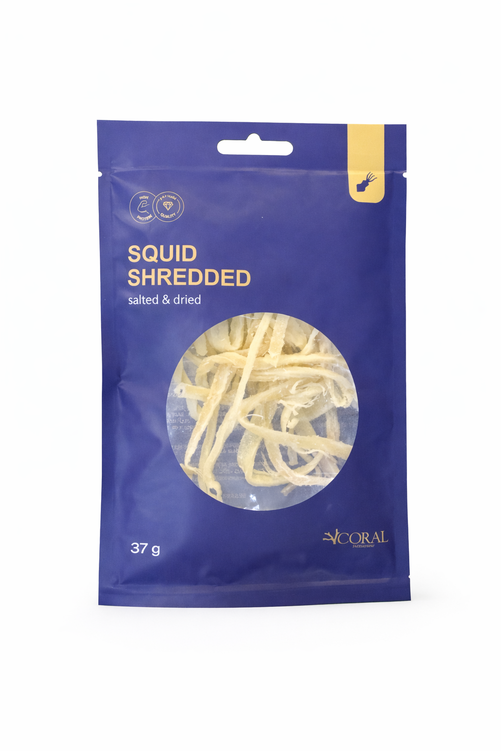 coral shredded squid snack 37g salted dried seafood package front view