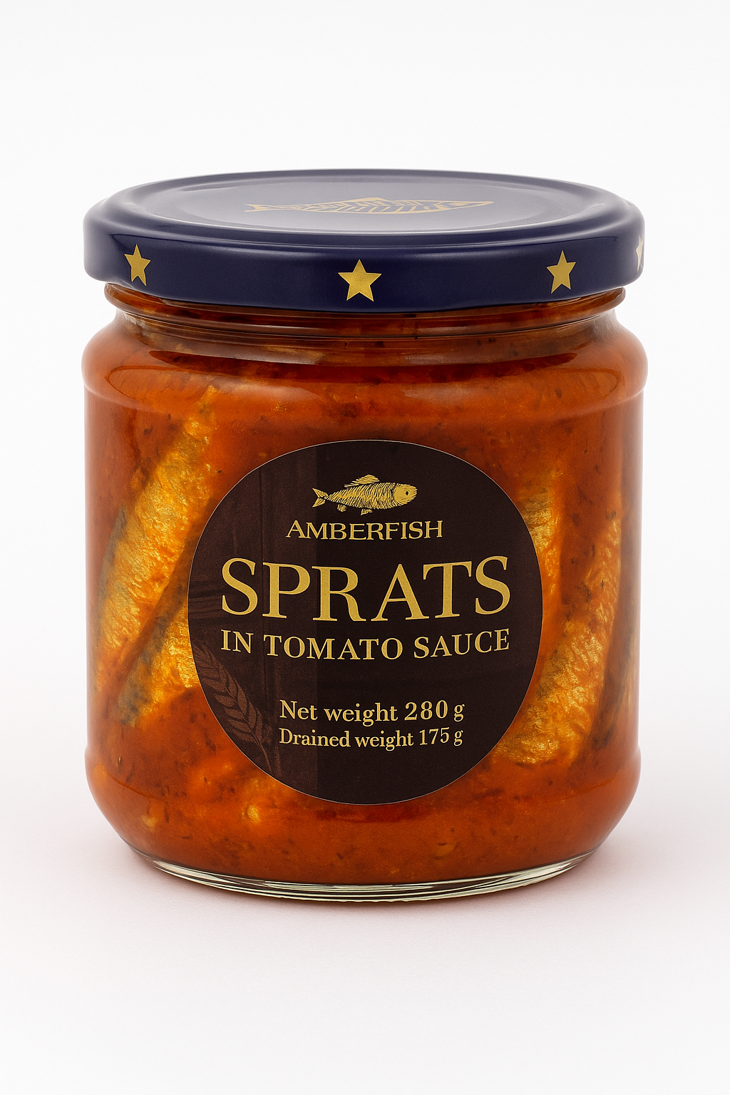 Amber fish sprats in tomato sauce