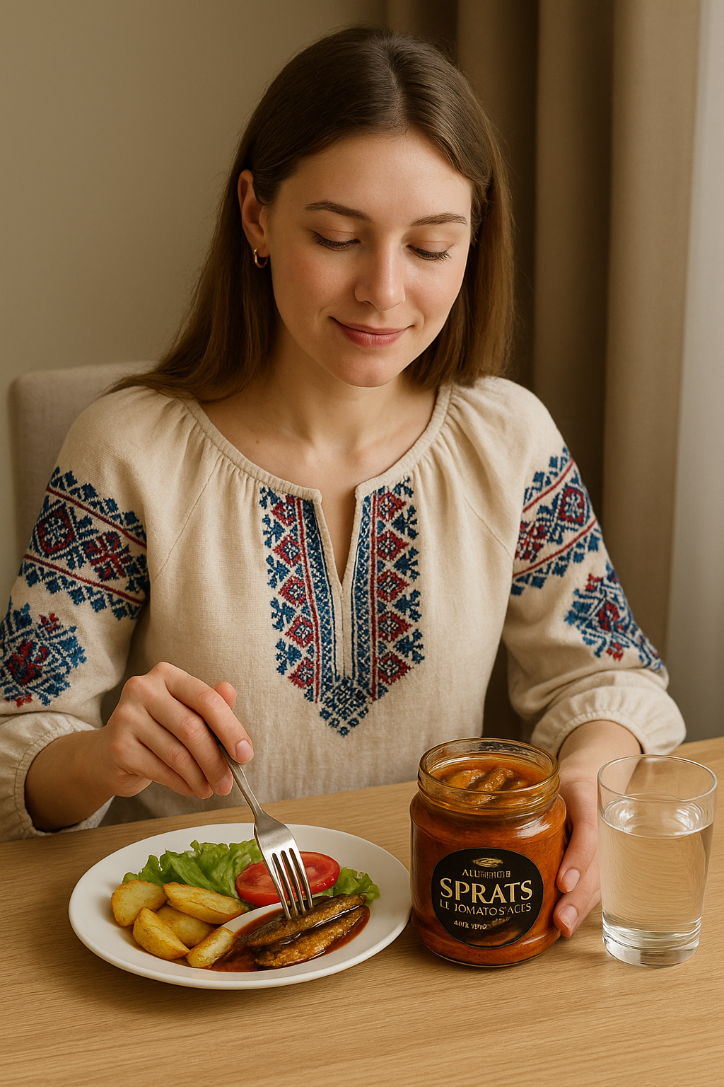Amber fish sprats in tomato sauce