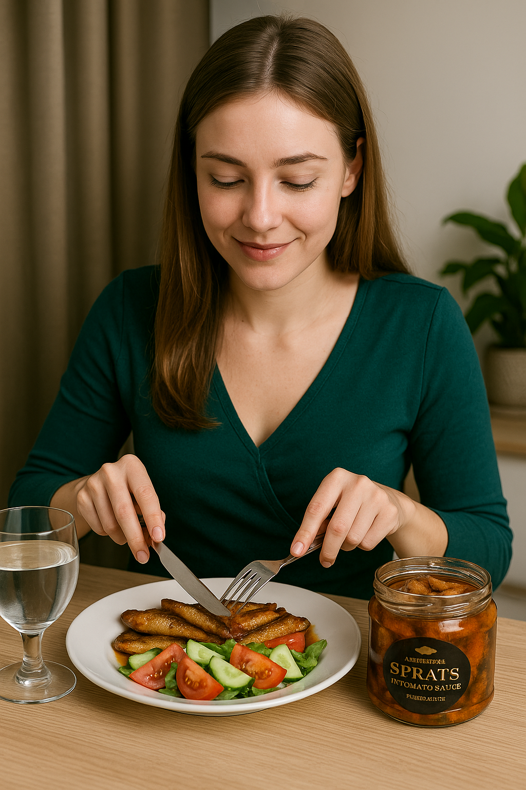 Amber fish sprats in tomato sauce