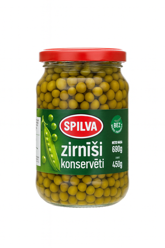 Spilva Canned Green Peas – 690g (Net Drained Weight: 450g)