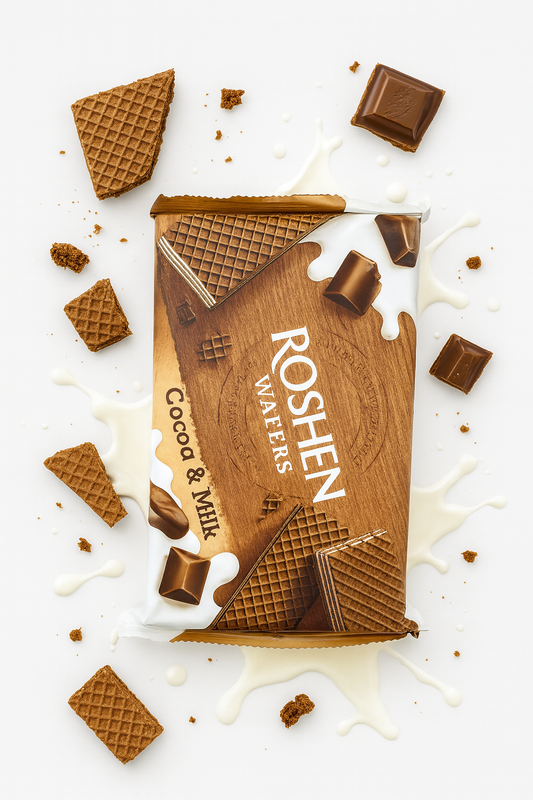 Roshen Cocoa & Milk Wafers – Smooth, Creamy & Perfectly Balanced