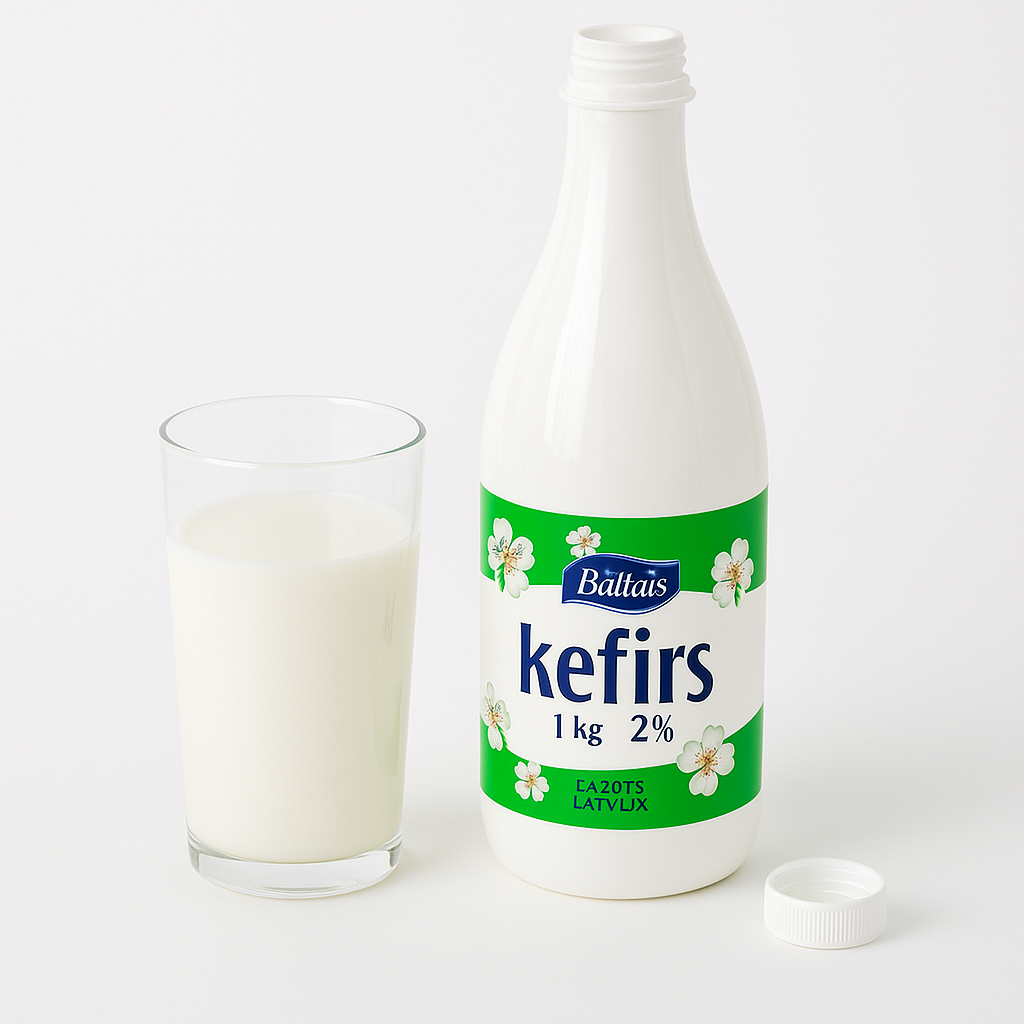 Baltais Kefirs 2% – 1kg Bottle – MAK- Eastern European Delicatessen
