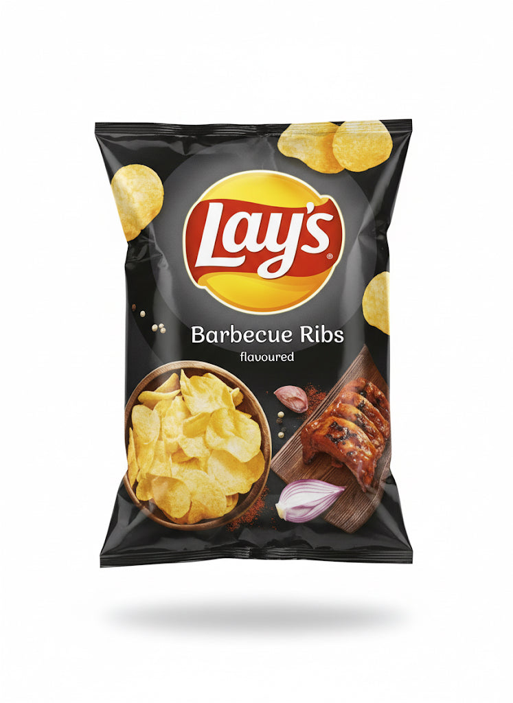 Lay’s Barbecue Ribs Flavoured Crisps – 140g | Bold Smoky Rib Taste