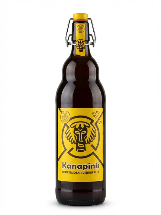 Kanapinis Traditional Lithuanian Unfiltered Light Beer (1L Swing-Top)