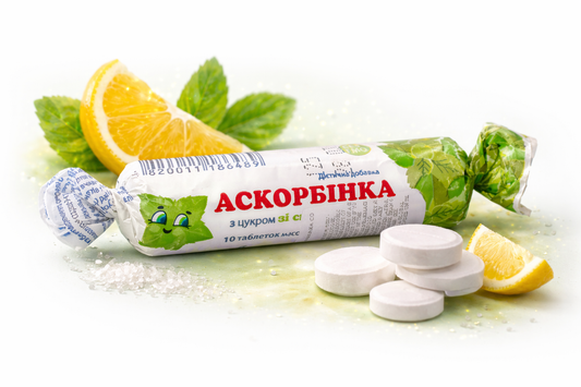 🍋 Vitamin C Tablets with Sugar – Askorbinka (10 Tablets)