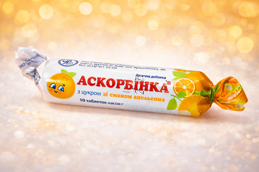 Askorbinka Vitamin C Tablets – Orange Flavour with Sugar (10 Tablets)
