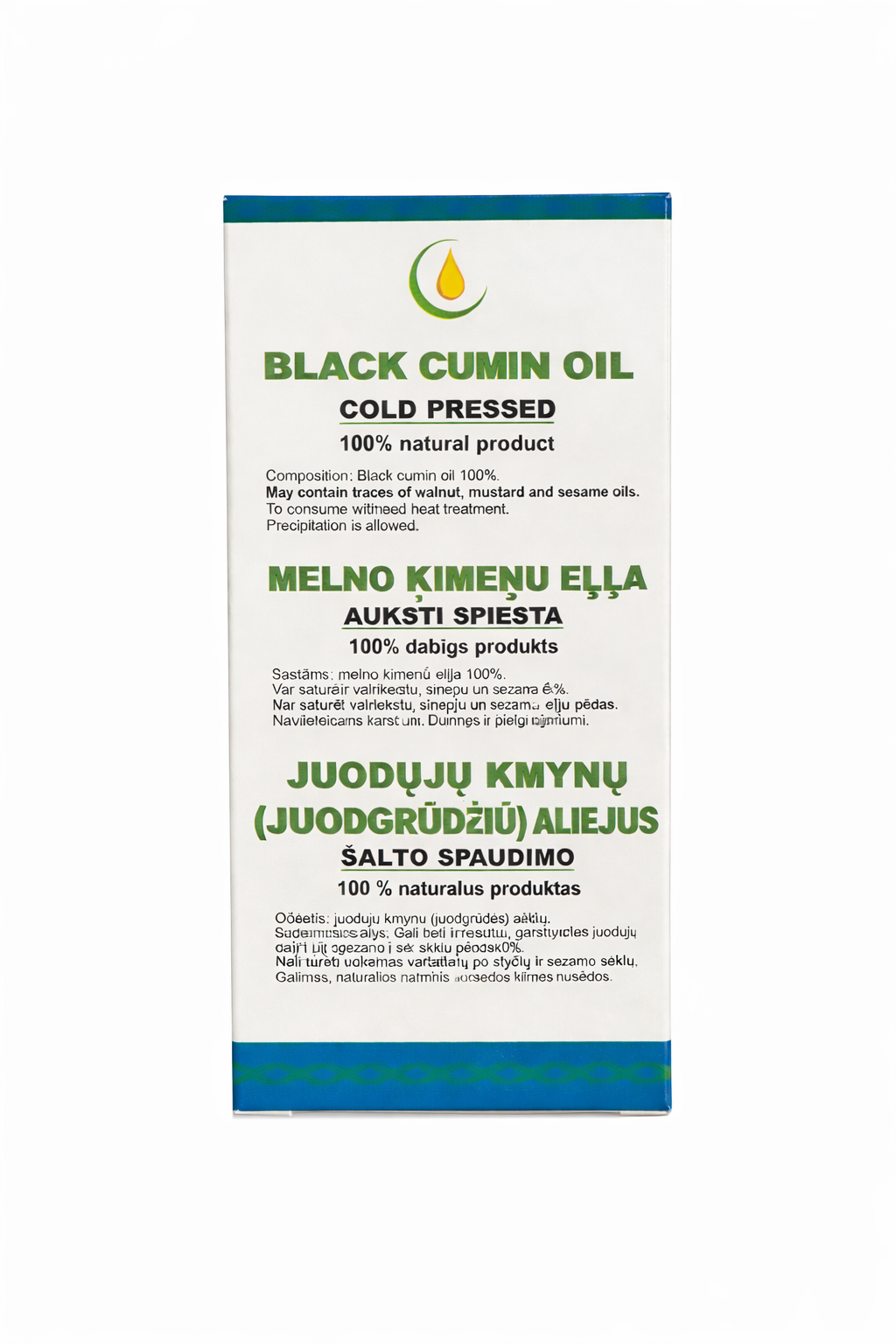 Cold Pressed Black Cumin Oil 100ml – 100% Natural Nigella Sativa (Black Seed Oil)