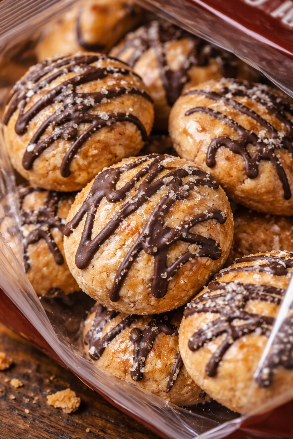 Close up of honey gingerbread biscuit with cocoa glaze texture
