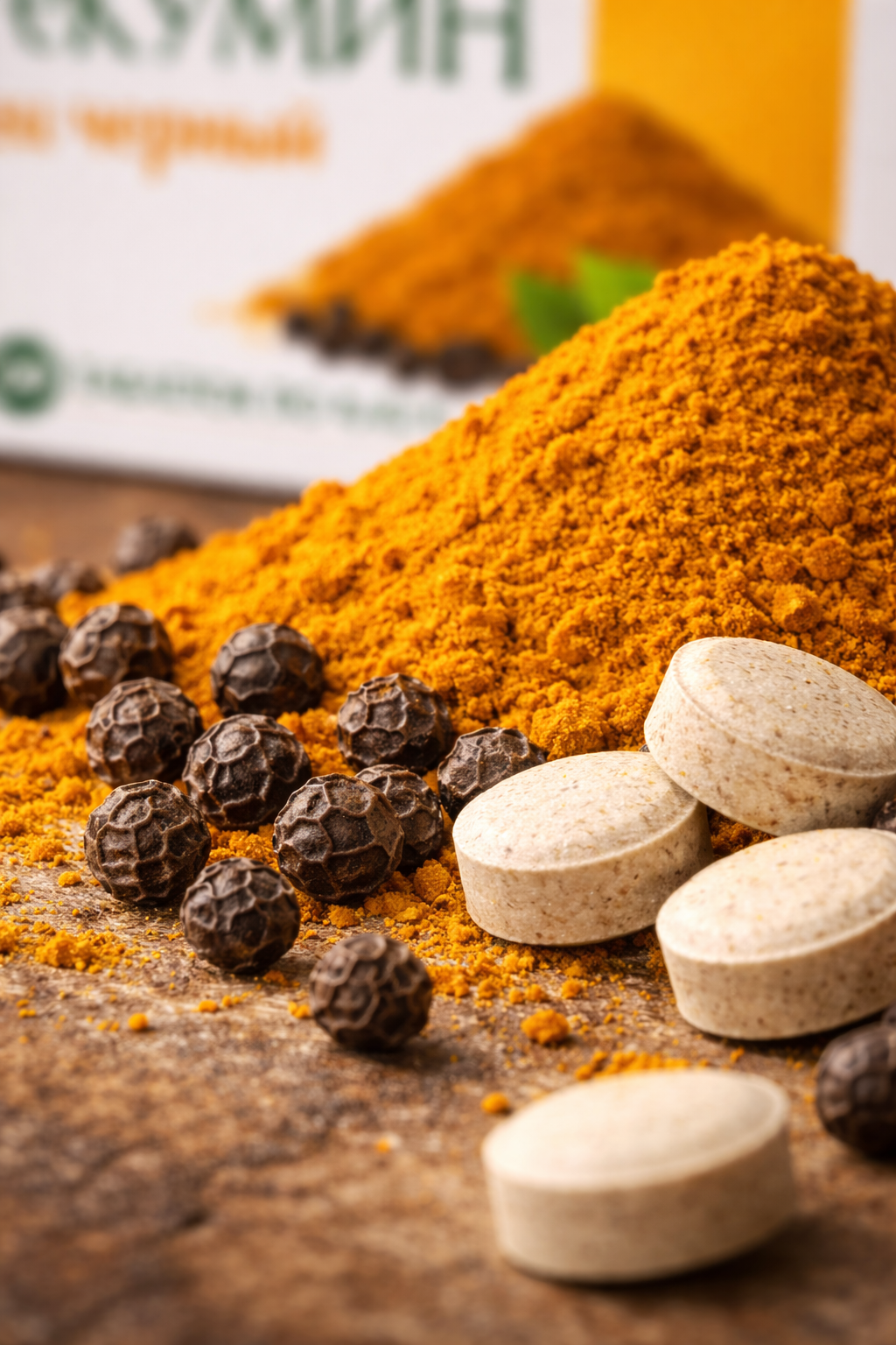 MAK Curcumin Tablets with Black Pepper Extract Herbal Food Supplement 30 Tablets package