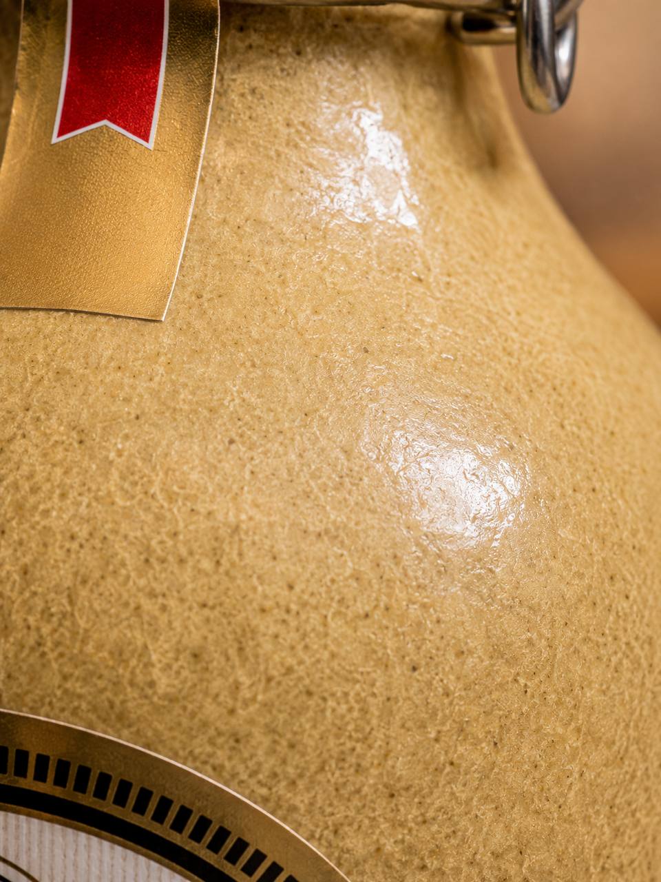Trakai Midus Mead ceramic bottle texture close-up