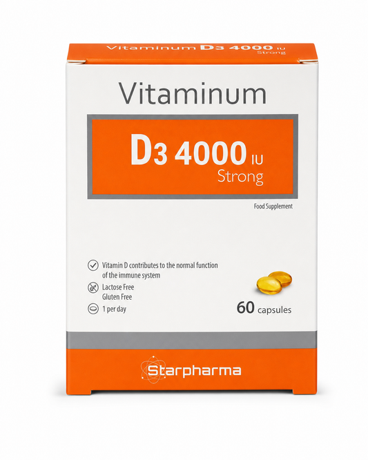 Starpharma Vitaminum D3 4000 IU Strong 60 capsules front of box