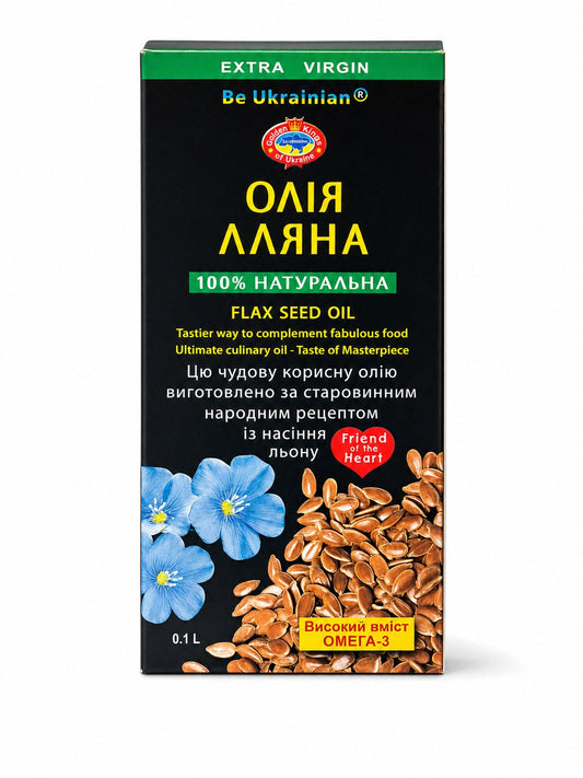 Front of Be Ukrainian Extra Virgin Flax Seed Oil 100ml box