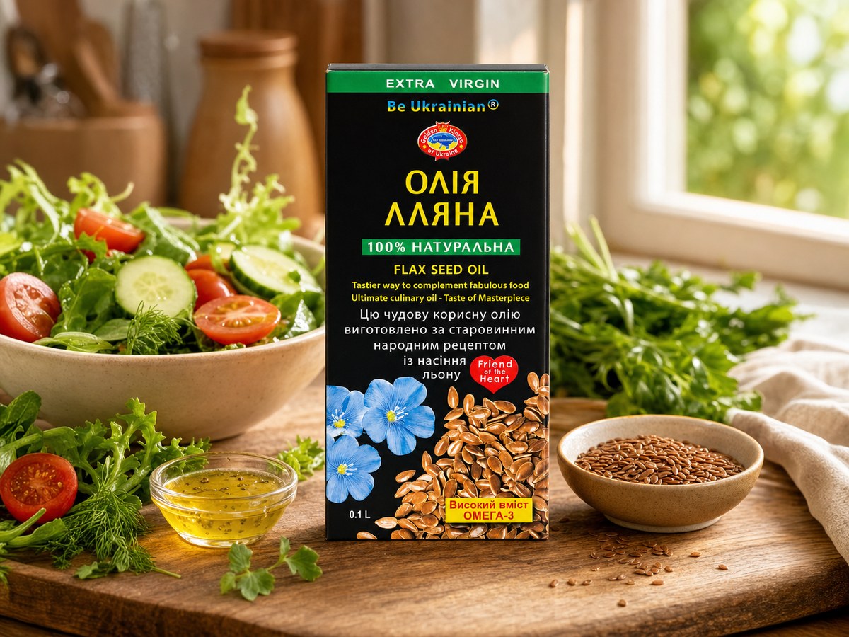 MAK Be Ukrainian Extra Virgin Flax Seed Oil 100ml natural supplement package