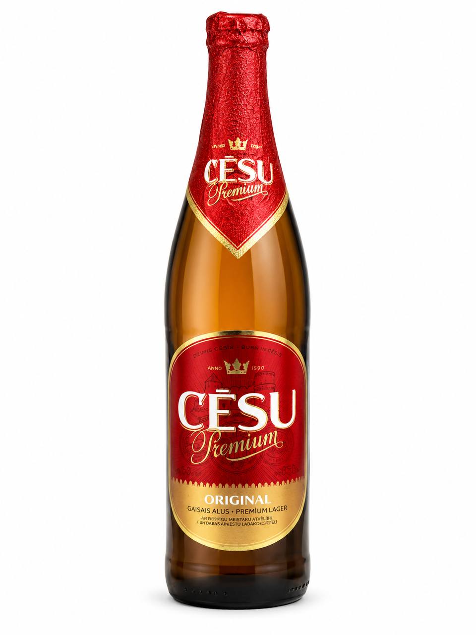 Cēsu Premium Original Latvian Premium Lager 0.568L front label product shot