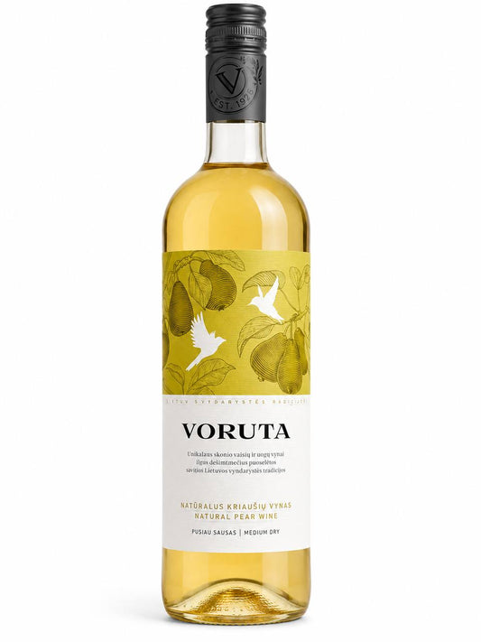 Voruta Natural Pear Wine front label on white background