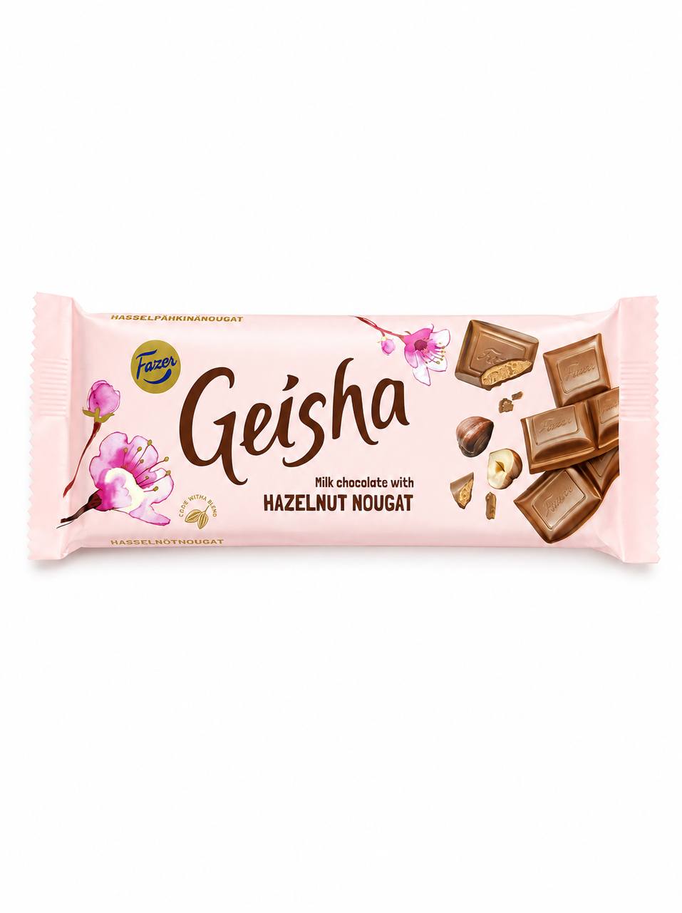 Fazer Geisha Milk Chocolate with Hazelnut Nougat 100g front packaging