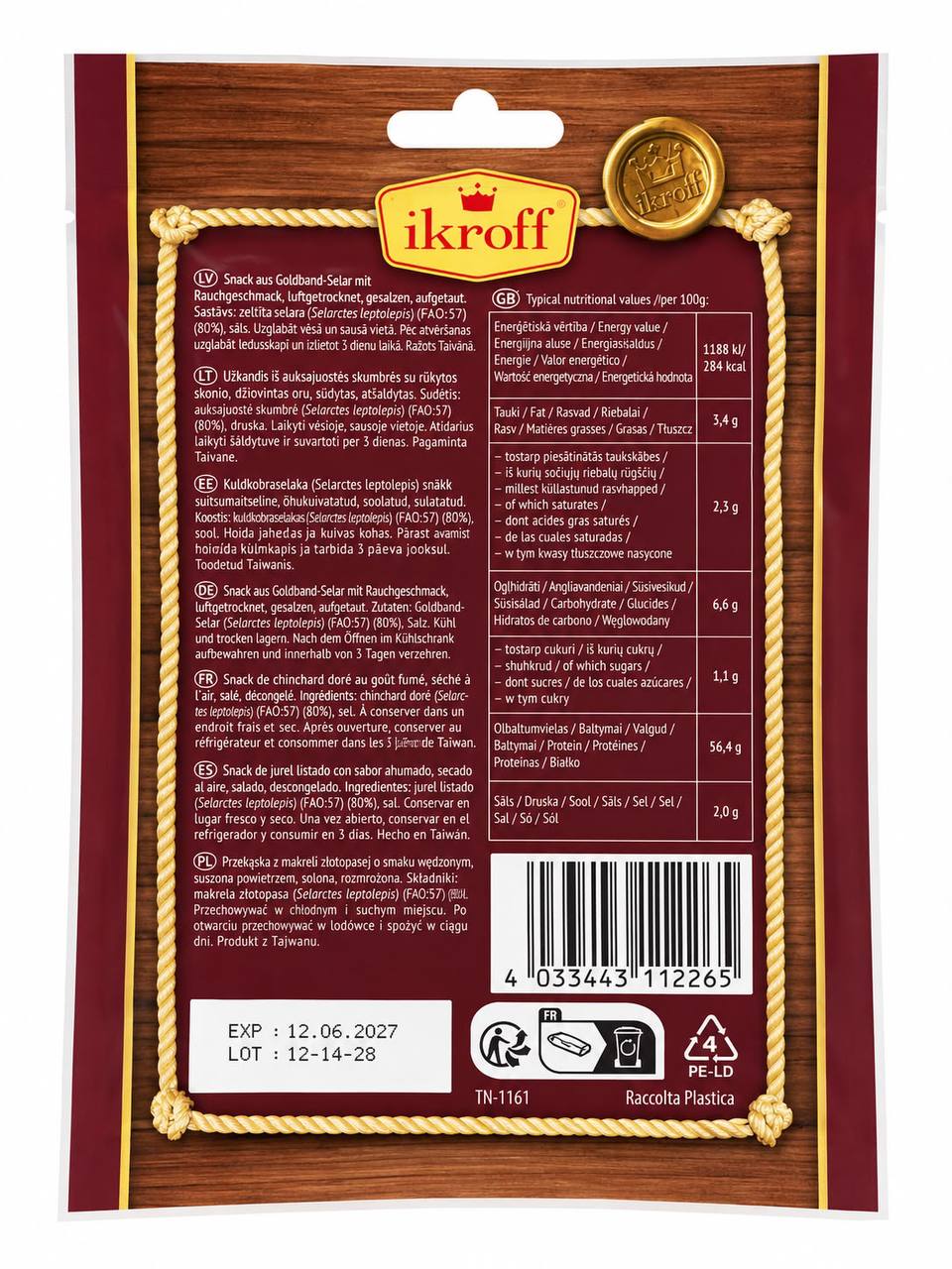 Ikroff Polosatik Shelty back pack nutritional information and barcode