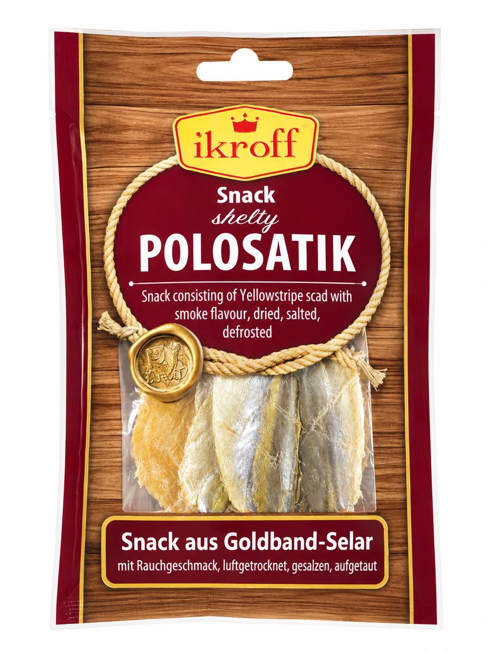 Ikroff Polosatik Shelty dried yellowstripe scad with smoke flavour front pack