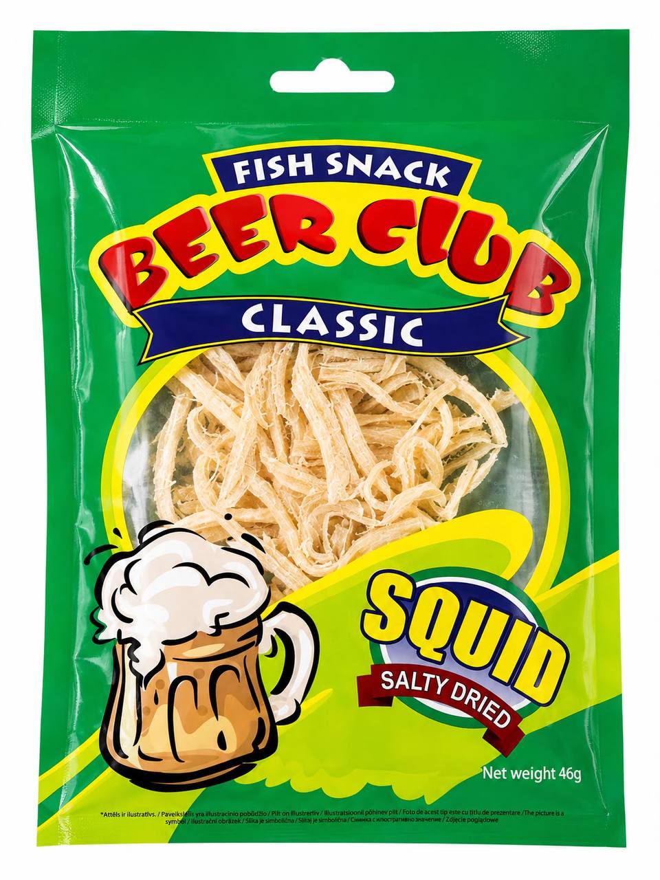 Beer Club Classic Dried Squid front pack on white background