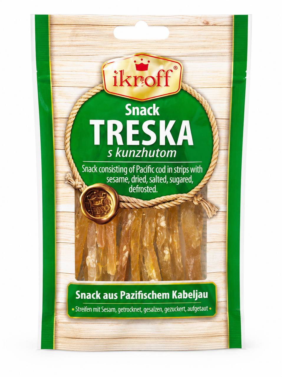 Ikroff Treska Pacific cod with sesame 36g front pack