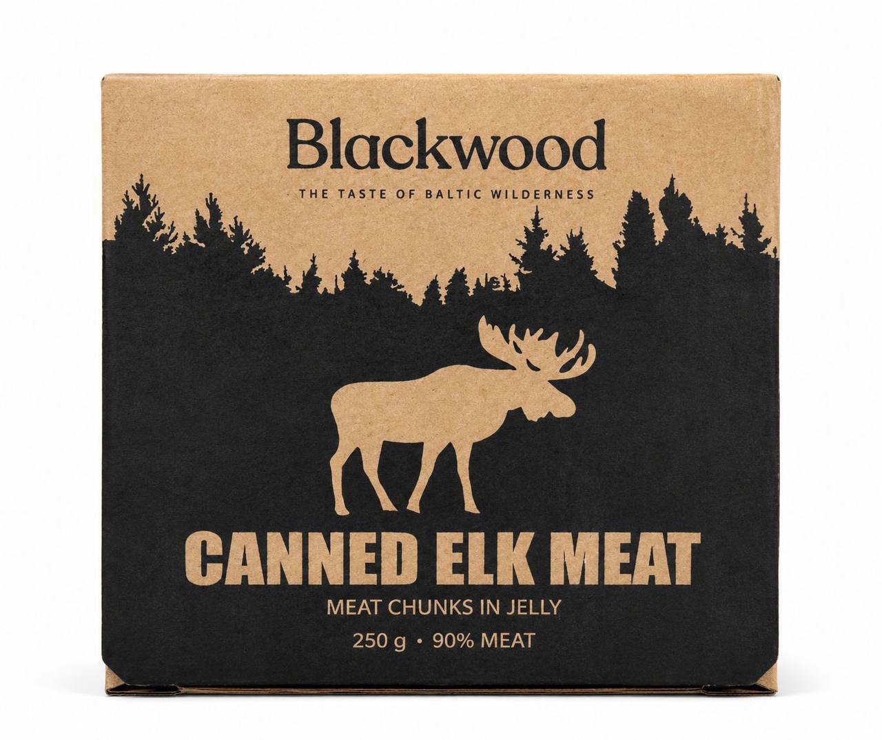 Blackwood Canned Elk Meat 250g front product shot on white background