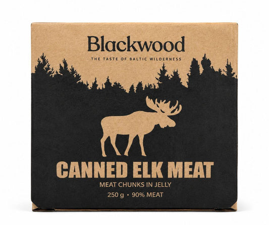 Blackwood Canned Elk Meat 250g front product shot on white background