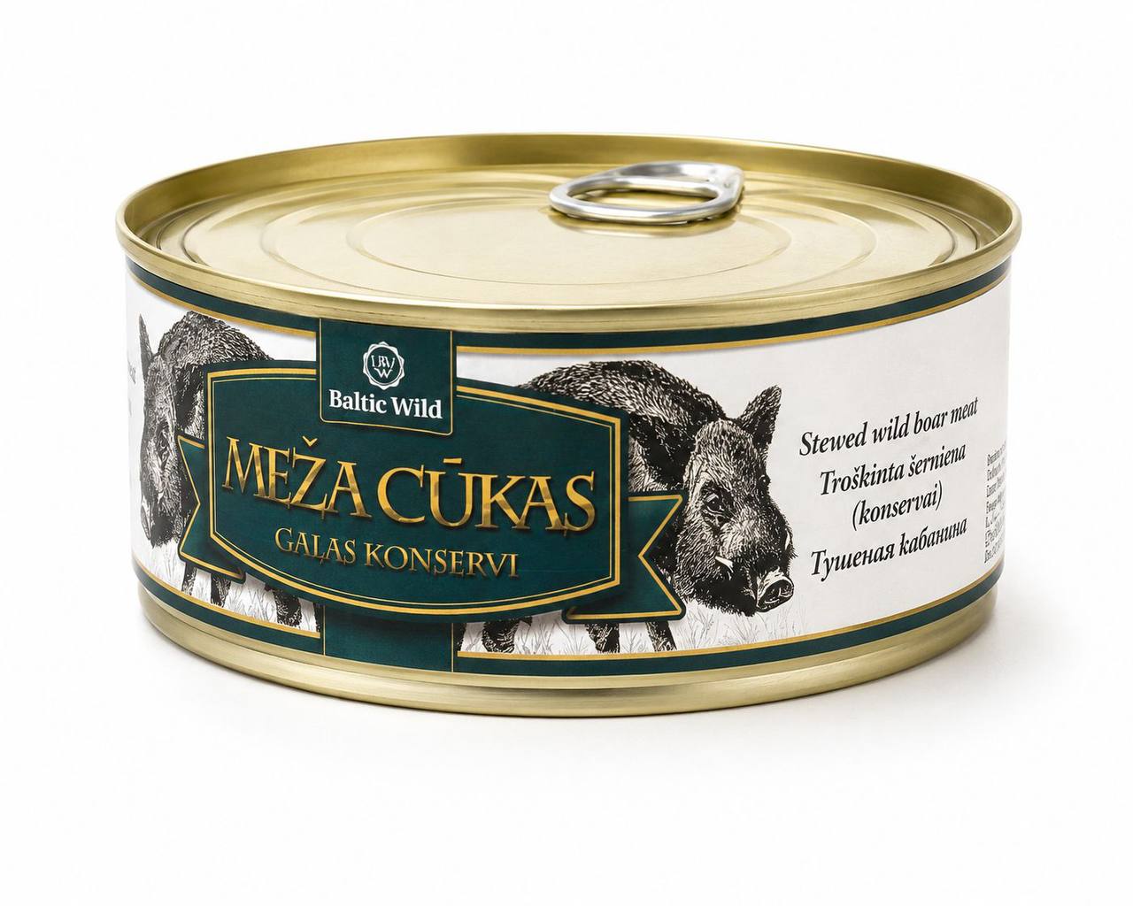 Baltic Wild stewed wild boar meat can front product shot