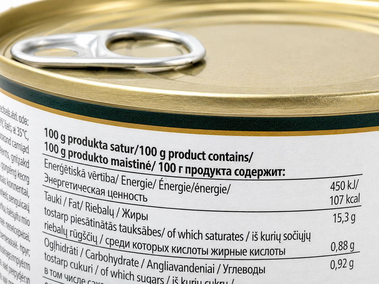 Baltic Wild stewed wild boar meat nutrition label close-up